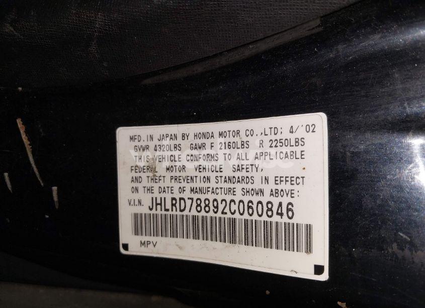 Photo 9 of 2002 Honda Cr-v EX (VIN JHLRD78892C060846)