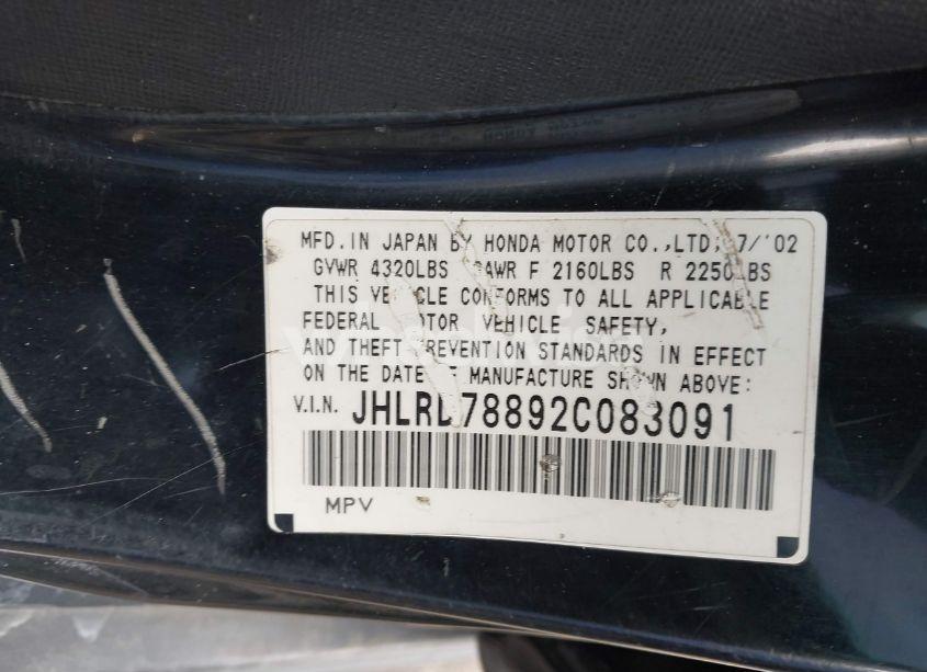 Photo 9 of 2002 Honda Cr-v EX (VIN JHLRD78892C083091)