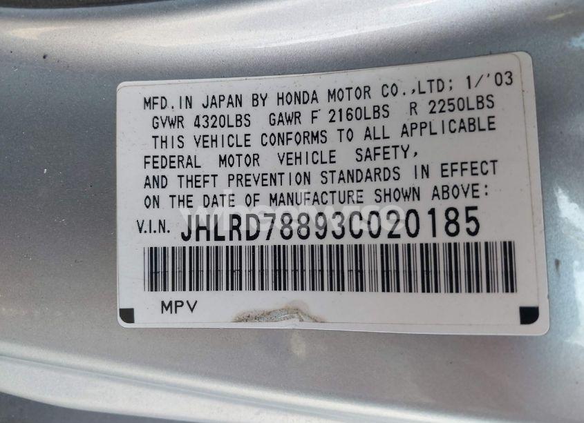 Photo 9 of 2003 Honda Cr-v EX (VIN JHLRD78893C020185)