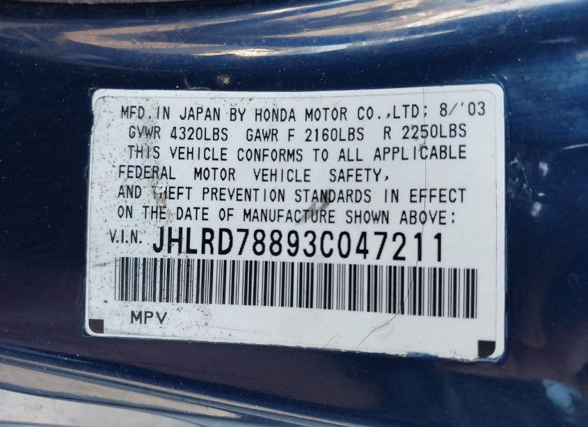 Photo 9 of 2003 Honda Cr-v EX (VIN JHLRD78893C047211)