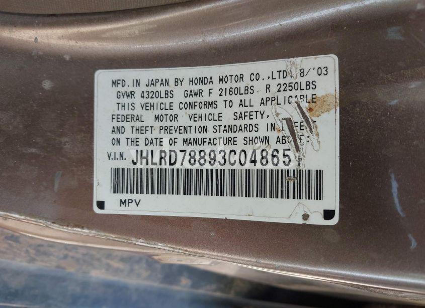 Photo 9 of 2003 Honda Cr-v EX (VIN JHLRD78893C048651)