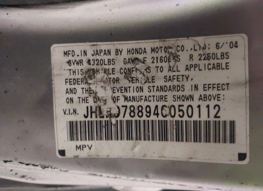 Photo 9 of 2004 Honda Cr-v EX (VIN JHLRD78894C050112)