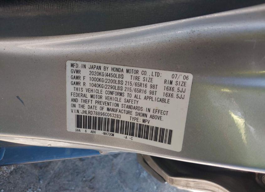 Photo 9 of 2006 Honda Cr-v EX (VIN JHLRD78896C063283)