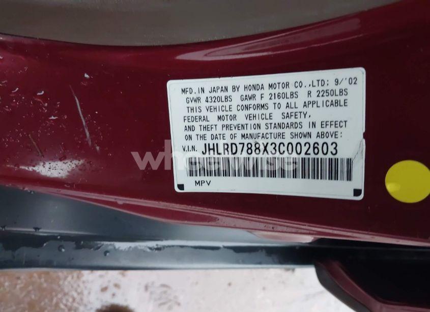 Photo 9 of 2003 Honda Cr-v EX (VIN JHLRD788X3C002603)