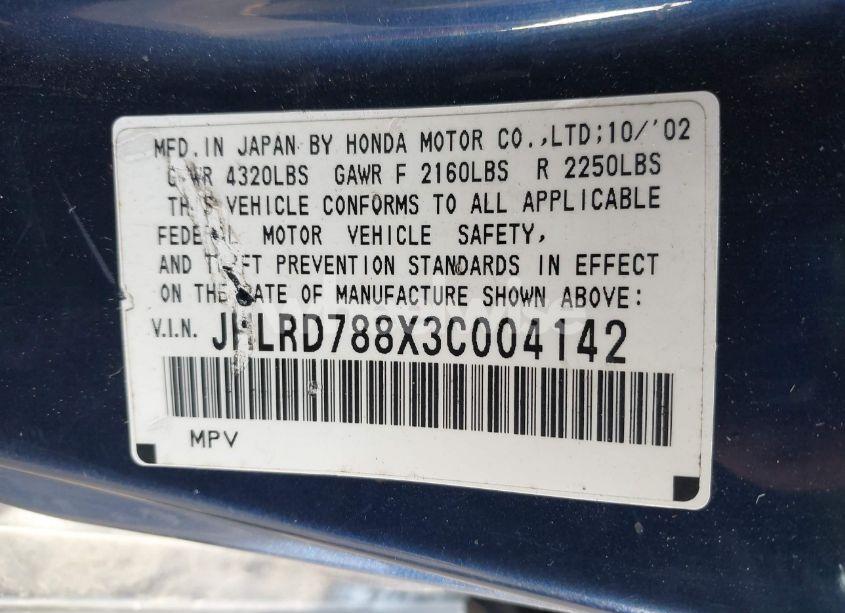 Photo 9 of 2003 Honda Cr-v EX (VIN JHLRD788X3C004142)