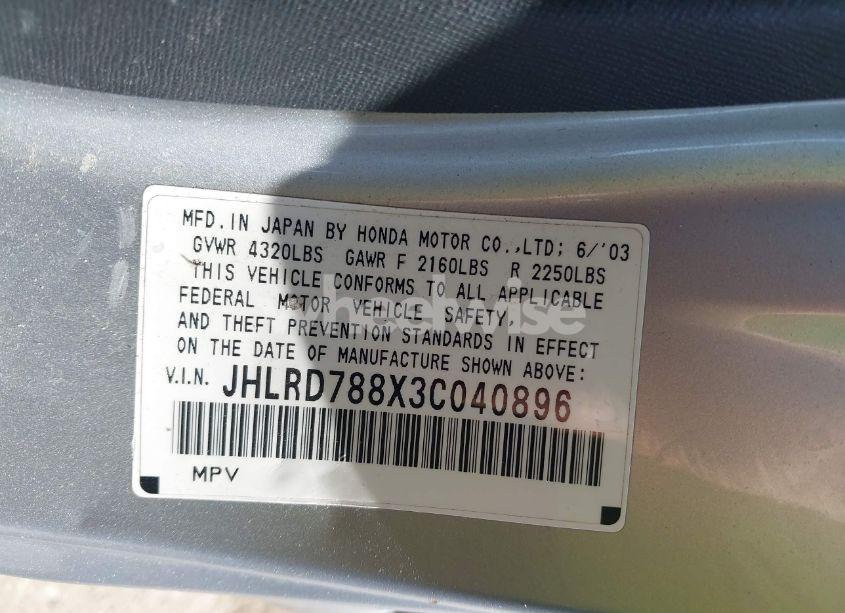 Photo 9 of 2003 Honda Cr-v EX (VIN JHLRD788X3C040896)