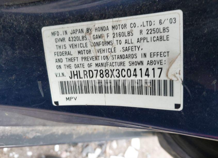 Photo 9 of 2003 Honda Cr-v EX (VIN JHLRD788X3C041417)