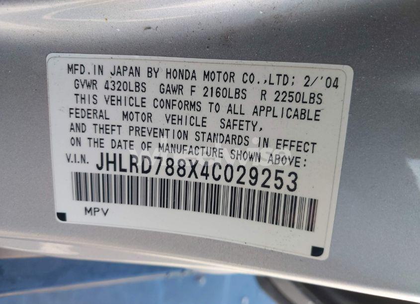 Photo 9 of 2004 Honda Cr-v EX (VIN JHLRD788X4C029253)