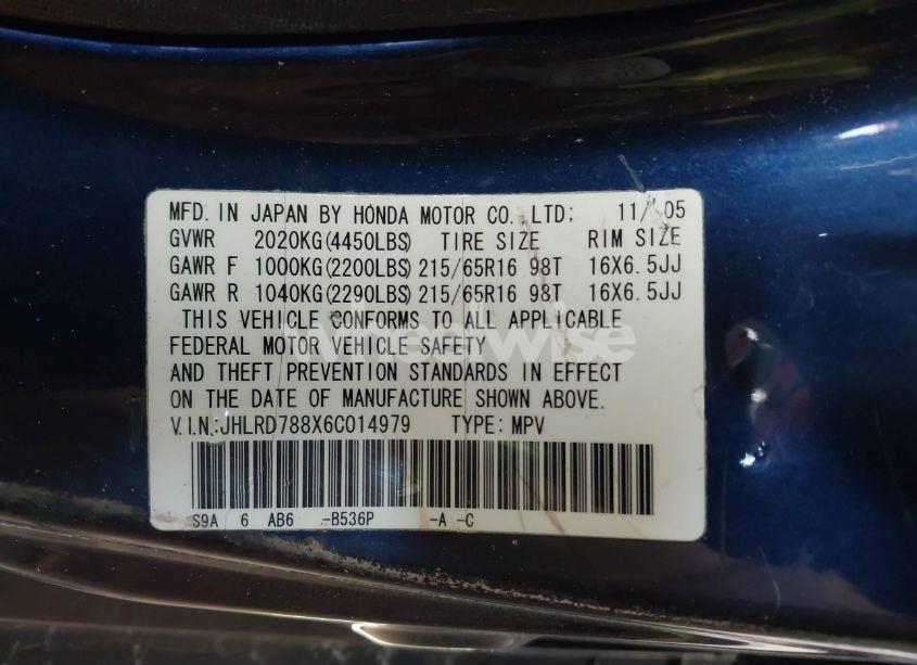 Photo 9 of 2006 Honda Cr-v EX (VIN JHLRD788X6C014979)