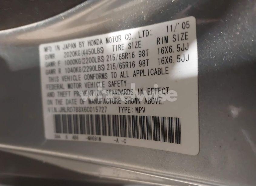 Photo 9 of 2006 Honda Cr-v EX (VIN JHLRD788X6C015727)