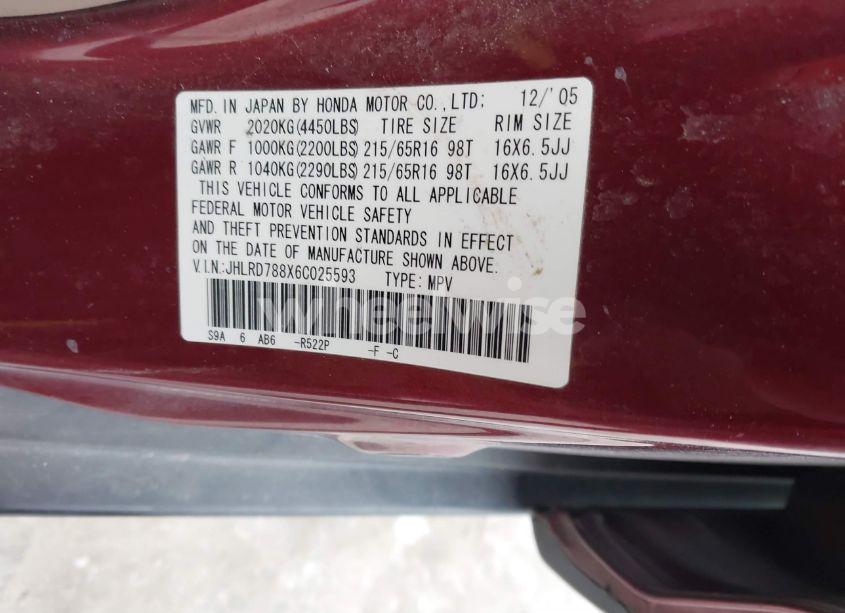 Photo 9 of 2006 Honda Cr-v EX (VIN JHLRD788X6C025593)