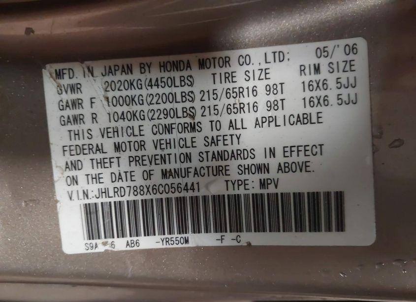 Photo 9 of 2006 Honda Cr-v EX (VIN JHLRD788X6C056441)