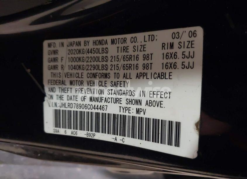 Photo 9 of 2006 Honda Cr-v SE (VIN JHLRD78906C044467)