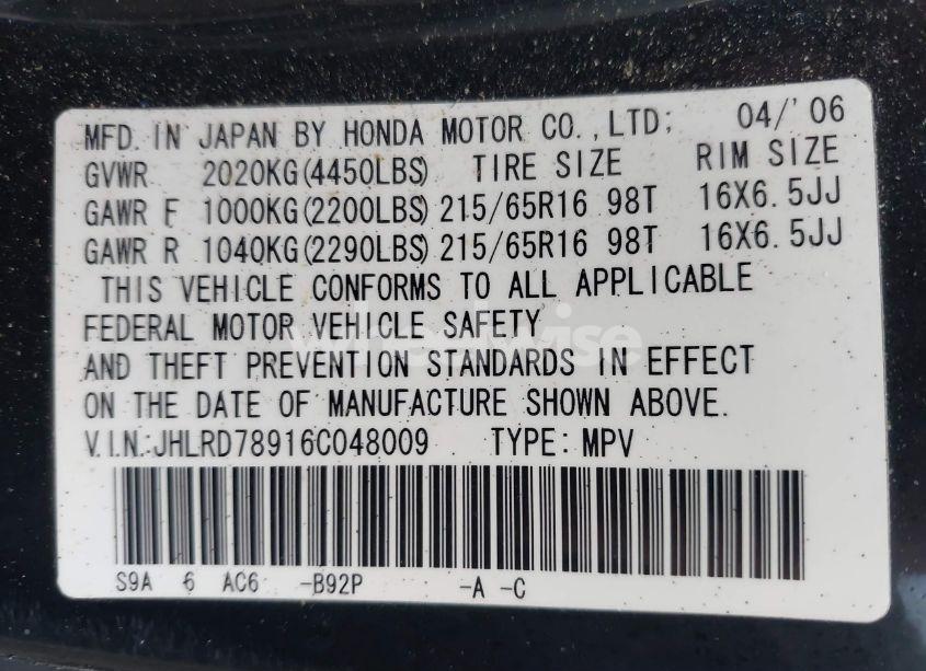 Photo 9 of 2006 Honda Cr-v SE (VIN JHLRD78916C048009)