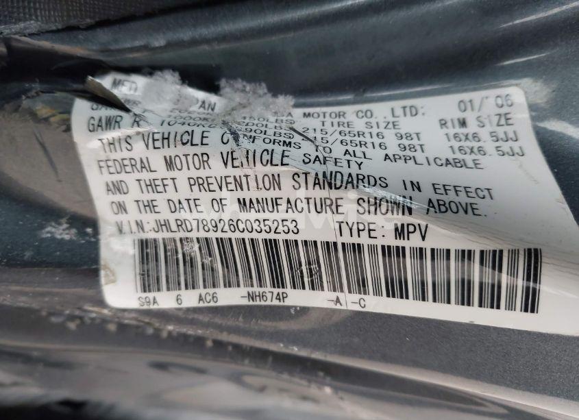 Photo 9 of 2006 Honda Cr-v SE (VIN JHLRD78926C035253)