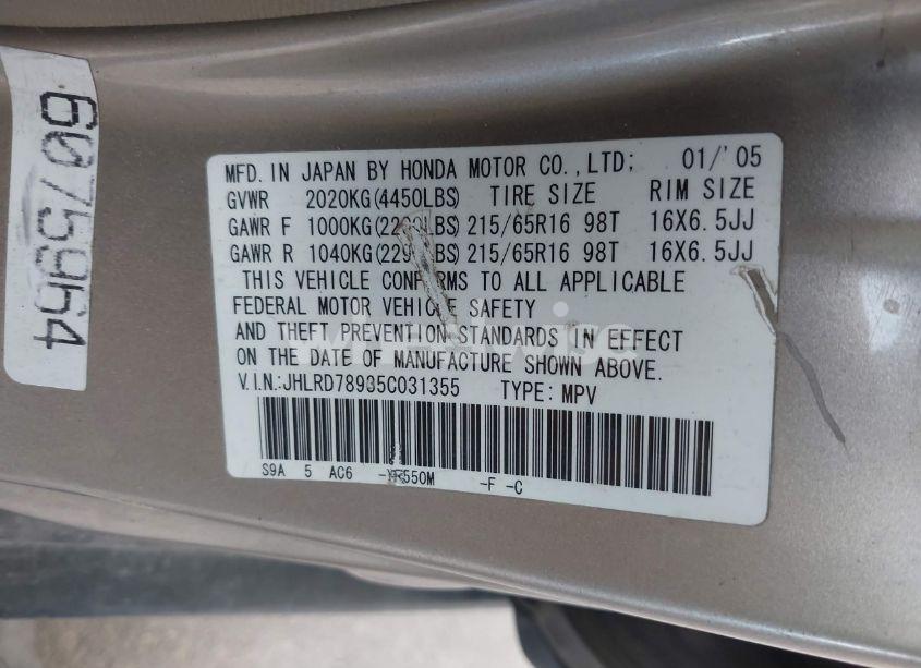 Photo 9 of 2005 Honda Cr-v SE (VIN JHLRD78935C031355)