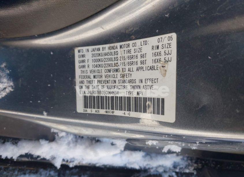 Photo 9 of 2005 Honda Cr-v SE (VIN JHLRD78935C064694)