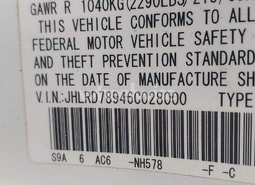 Photo 9 of 2006 Honda Cr-v SE (VIN JHLRD78946C028000)
