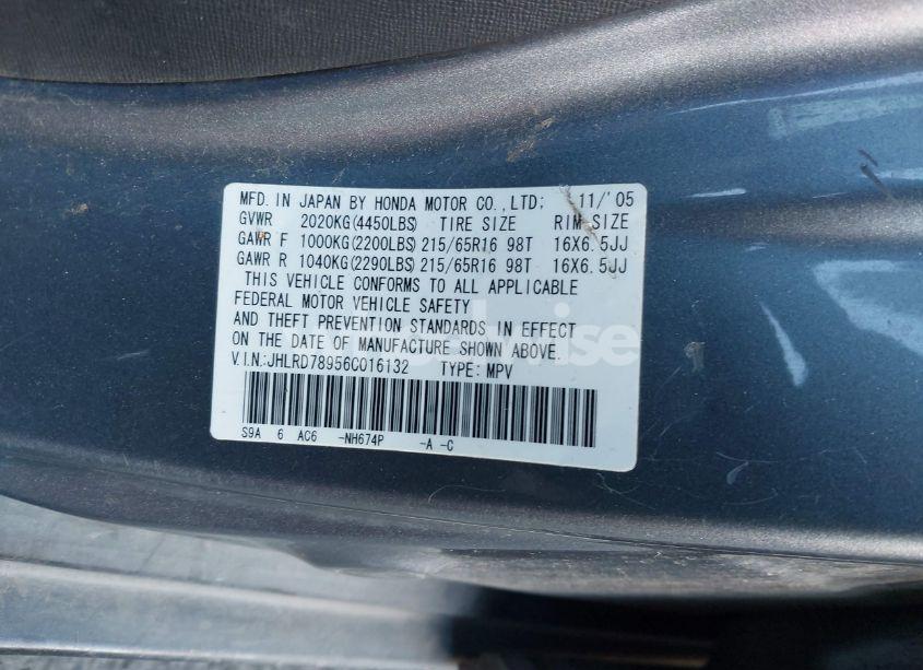 Photo 9 of 2006 Honda Cr-v SE (VIN JHLRD78956C016132)