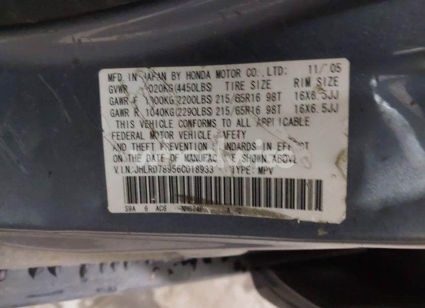 Photo 9 of 2006 Honda Cr-v SE (VIN JHLRD78956C018933)