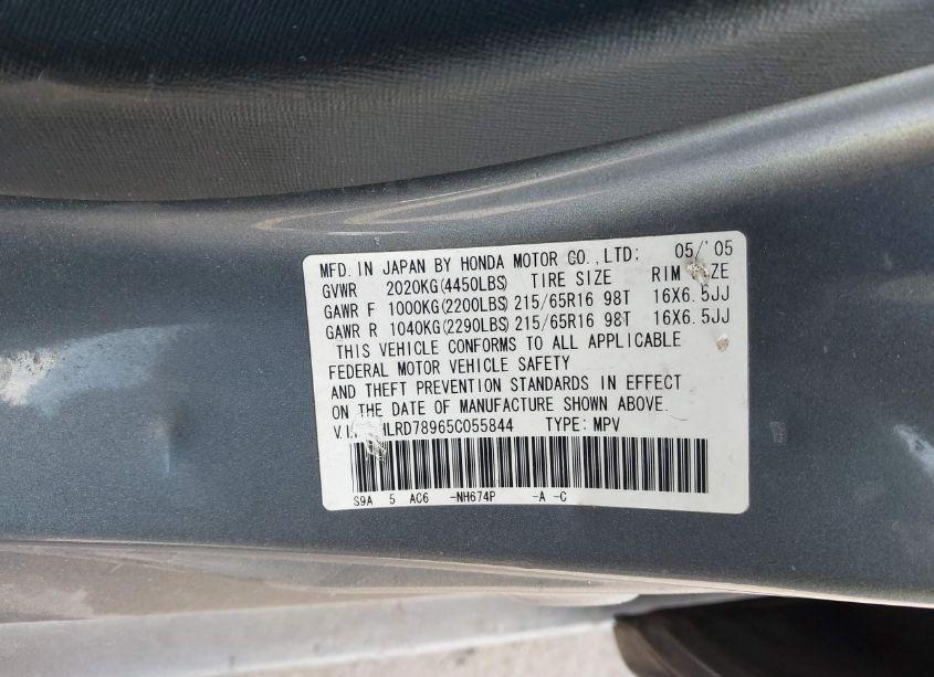 Photo 9 of 2005 Honda Cr-v SE (VIN JHLRD78965C055844)