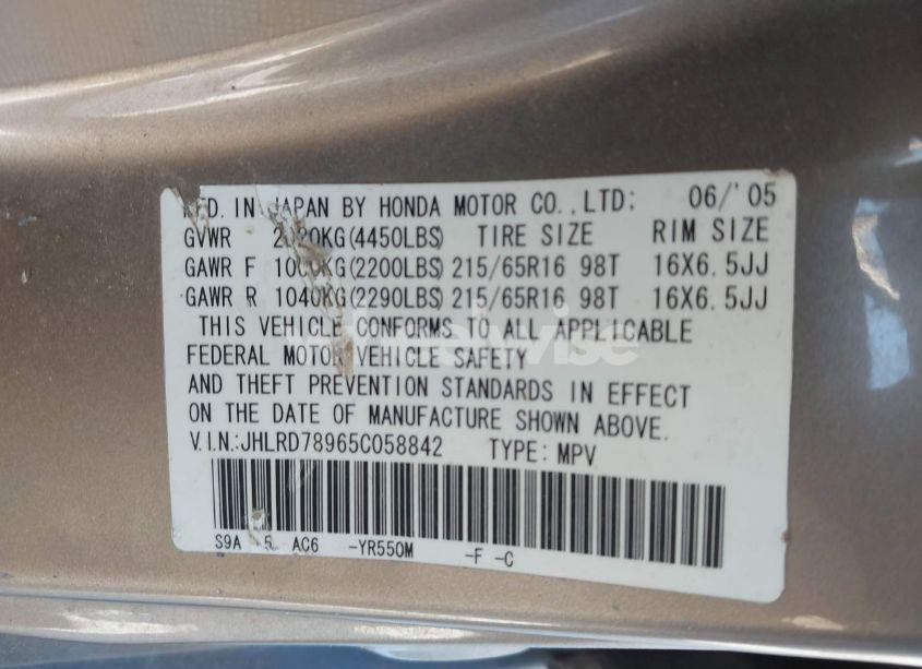 Photo 9 of 2005 Honda Cr-v SE (VIN JHLRD78965C058842)