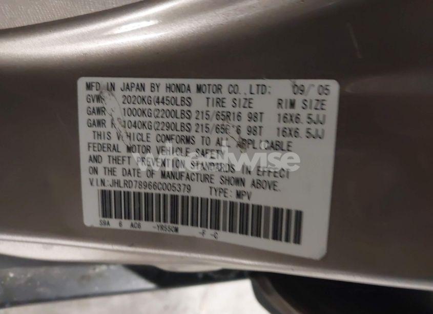 Photo 9 of 2006 Honda Cr-v SE (VIN JHLRD78966C005379)