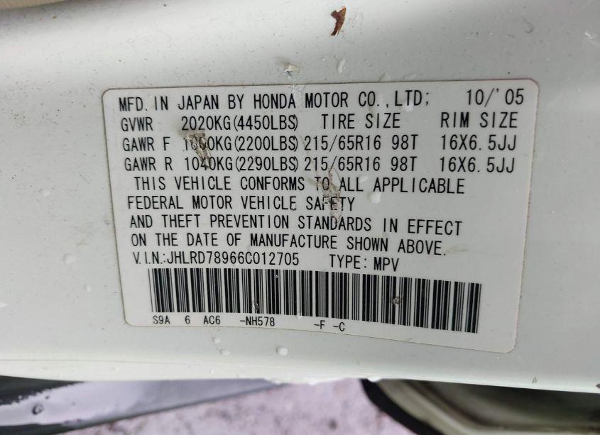 Photo 9 of 2006 Honda Cr-v SE (VIN JHLRD78966C012705)