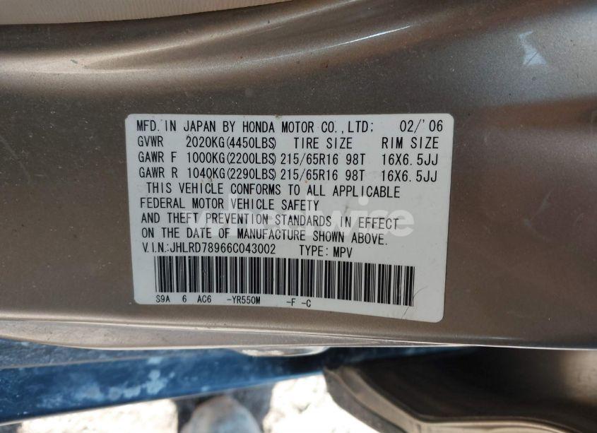 Photo 9 of 2006 Honda Cr-v SE (VIN JHLRD78966C043002)