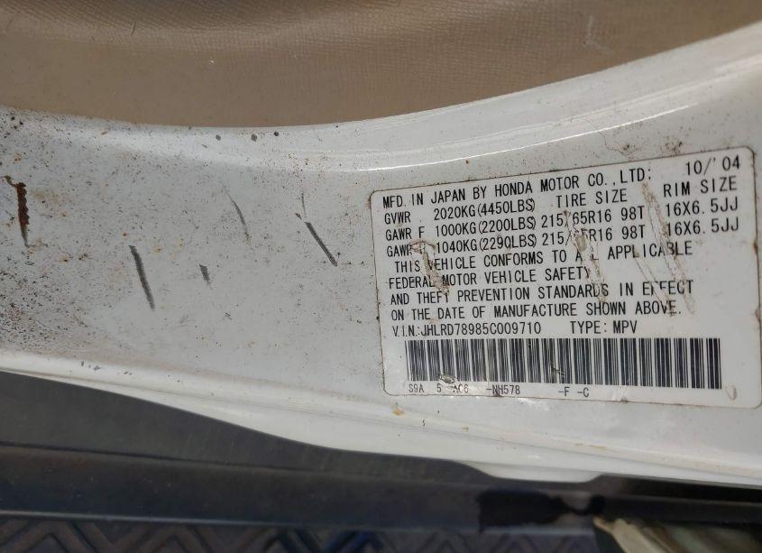 Photo 9 of 2005 Honda Cr-v SE (VIN JHLRD78985C009710)