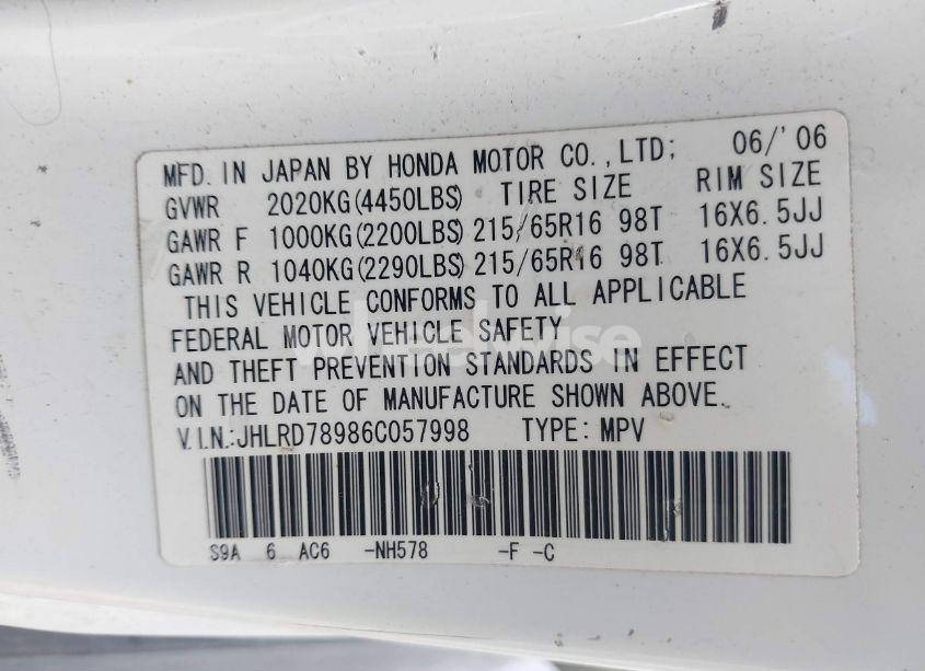 Photo 9 of 2006 Honda Cr-v SE (VIN JHLRD78986C057998)