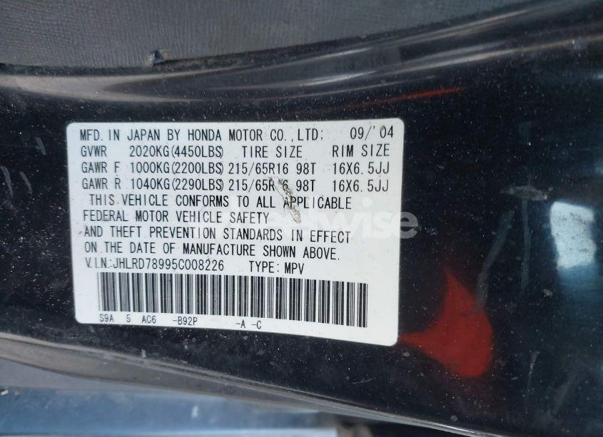 Photo 9 of 2005 Honda Cr-v SE (VIN JHLRD78995C008226)