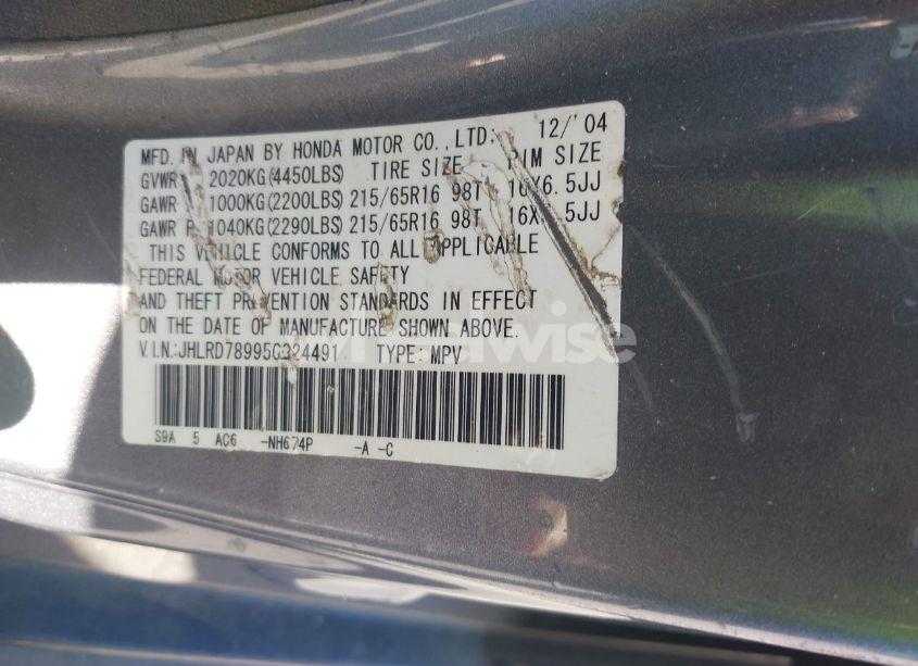 Photo 9 of 2005 Honda Cr-v SE (VIN JHLRD78995C024491)