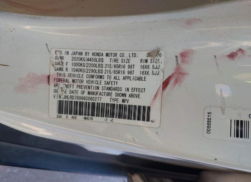 Photo 9 of 2006 Honda Cr-v SE (VIN JHLRD78996C060277)