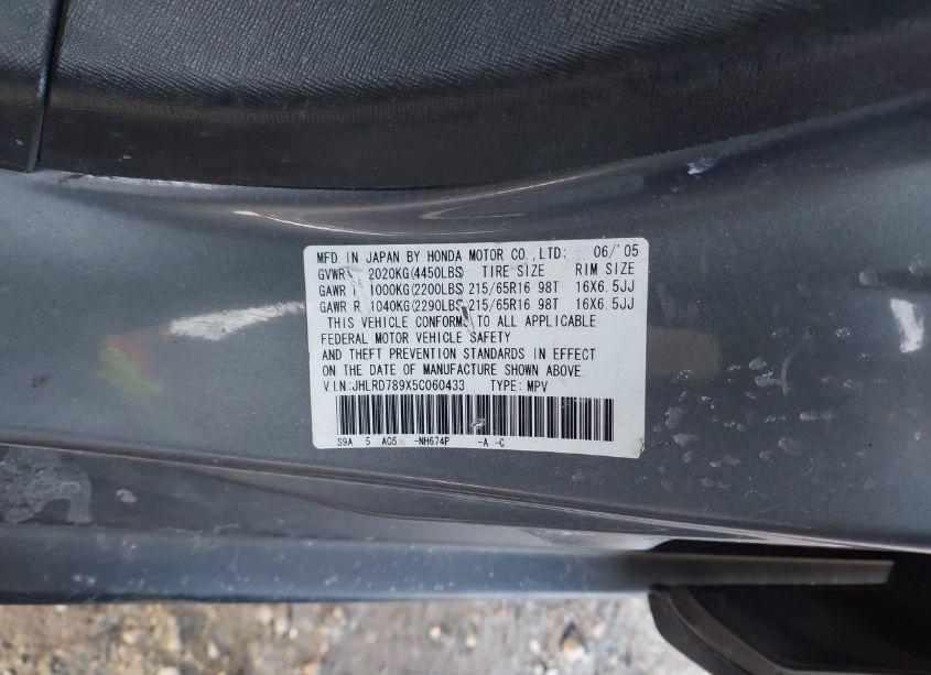 Photo 9 of 2005 Honda Cr-v SE (VIN JHLRD789X5C060433)