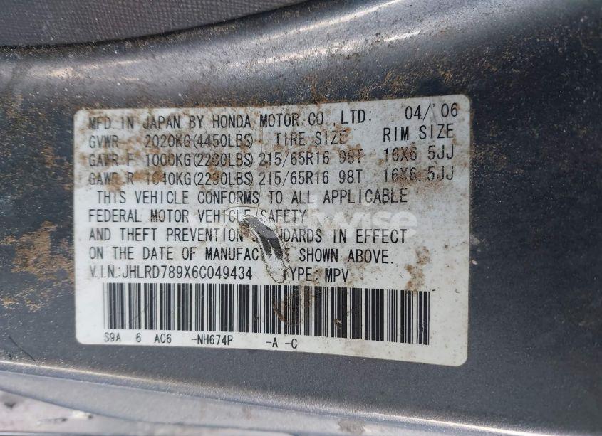 Photo 9 of 2006 Honda Cr-v SE (VIN JHLRD789X6C049434)