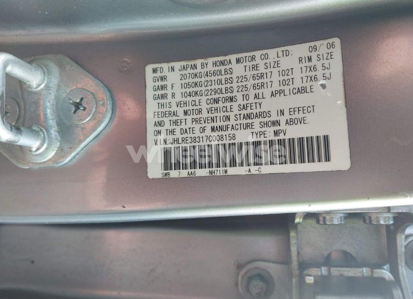 Photo 9 of 2007 Honda Cr-v LX (VIN JHLRE38317C008158)