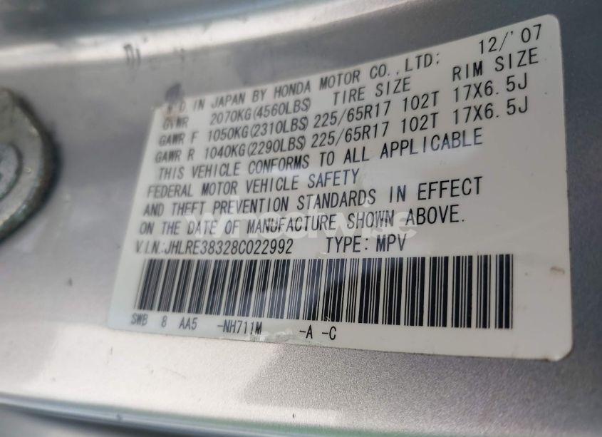 Photo 9 of 2008 Honda Cr-v LX (VIN JHLRE38328C022992)