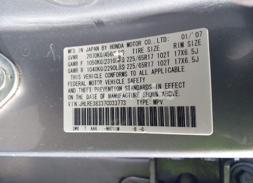 Photo 9 of 2007 Honda Cr-v LX (VIN JHLRE38337C033773)