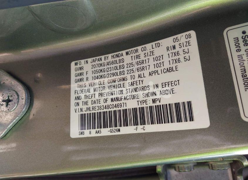 Photo 9 of 2008 Honda Cr-v LX (VIN JHLRE38348C046971)