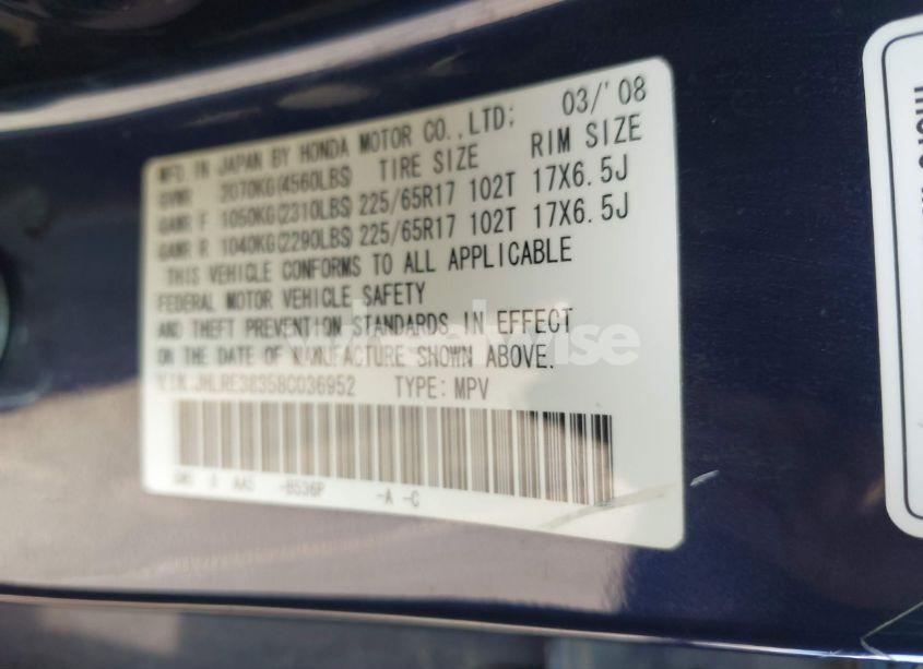 Photo 9 of 2008 Honda Cr-v LX (VIN JHLRE38358C036952)