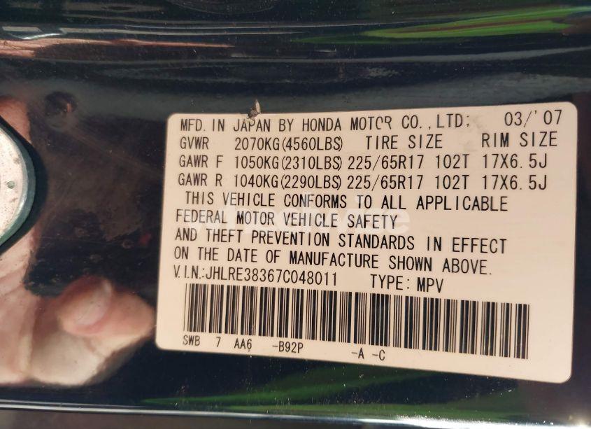 Photo 9 of 2007 Honda Cr-v LX (VIN JHLRE38367C048011)