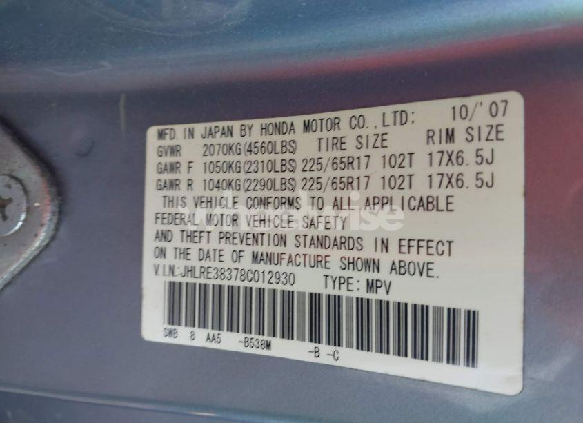 Photo 9 of 2008 Honda Cr-v LX (VIN JHLRE38378C012930)