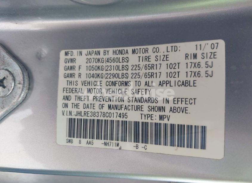 Photo 9 of 2008 Honda Cr-v LX (VIN JHLRE38378C017495)