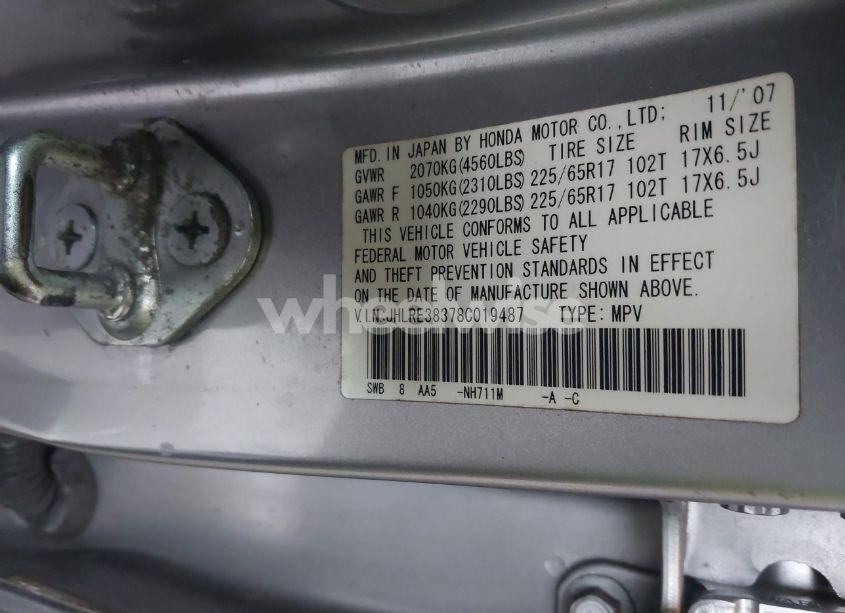 Photo 9 of 2008 Honda Cr-v LX (VIN JHLRE38378C019487)