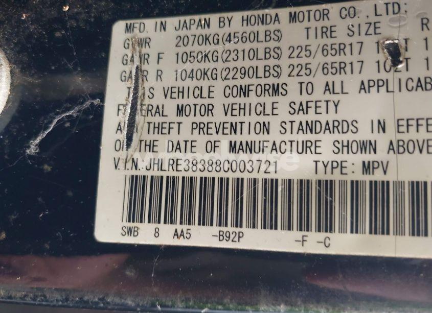 Photo 9 of 2008 Honda Cr-v LX (VIN JHLRE38388C003721)