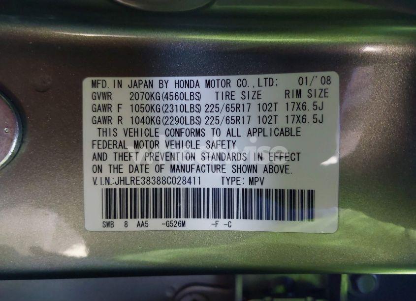 Photo 9 of 2008 Honda Cr-v LX (VIN JHLRE38388C028411)