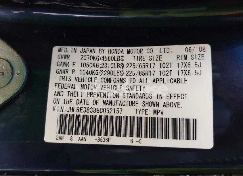 Photo 9 of 2008 Honda Cr-v LX (VIN JHLRE38388C052157)