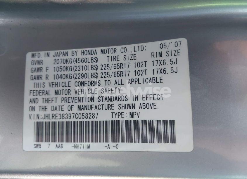 Photo 9 of 2007 Honda Cr-v LX (VIN JHLRE38397C058287)