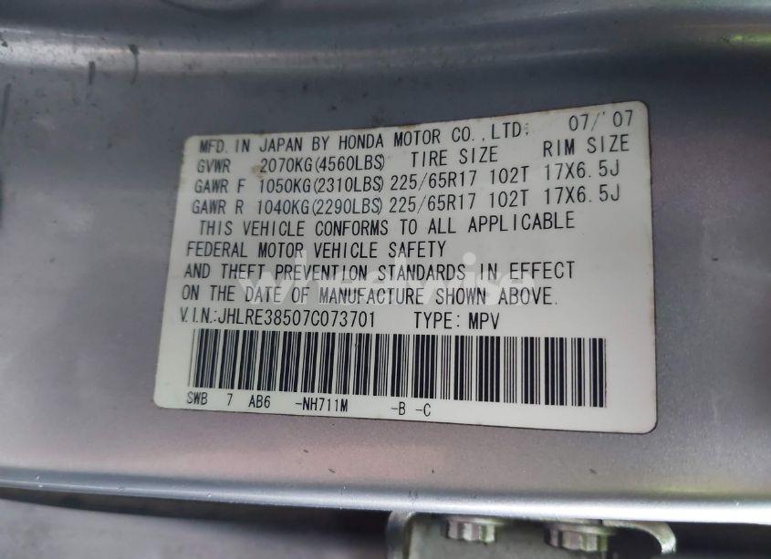 Photo 9 of 2007 Honda Cr-v EX (VIN JHLRE38507C073701)